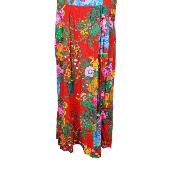 Jams World Womens Sleeveless Red Multicolor Floral Print Midi Dress Size S - Picture 3 of 8
